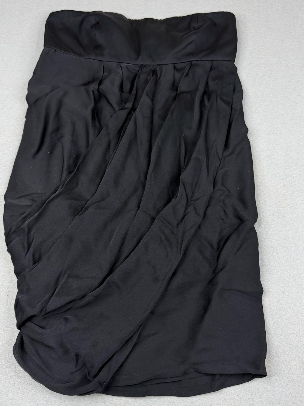 Alice + Olivia Silk Strapless Ruched Draped Mini Dress Black Size S